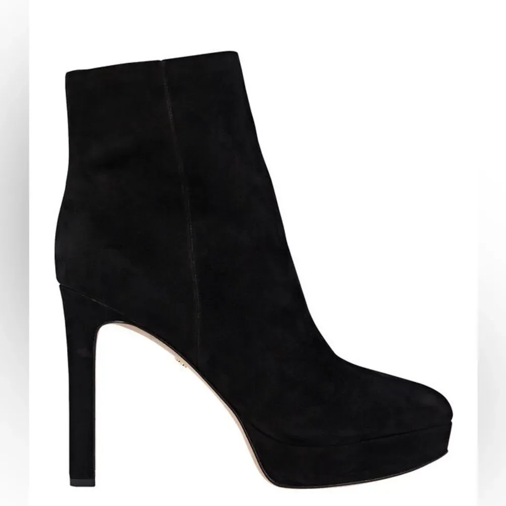 Veronica Beard Dali Suede Platform Ankle Boots, Black, New, Size 8 - Picture 15 of 16